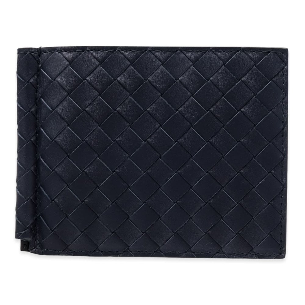 選べる2色 ボッテガヴェネタ 二つ折り財布 メンズ マネークリップ イントレチャート BOTTEGA VENETA 小銭入れなし カード入れ6枚 本革 レザー エスプレッソ ネイビー 薄型 123180 V47W1