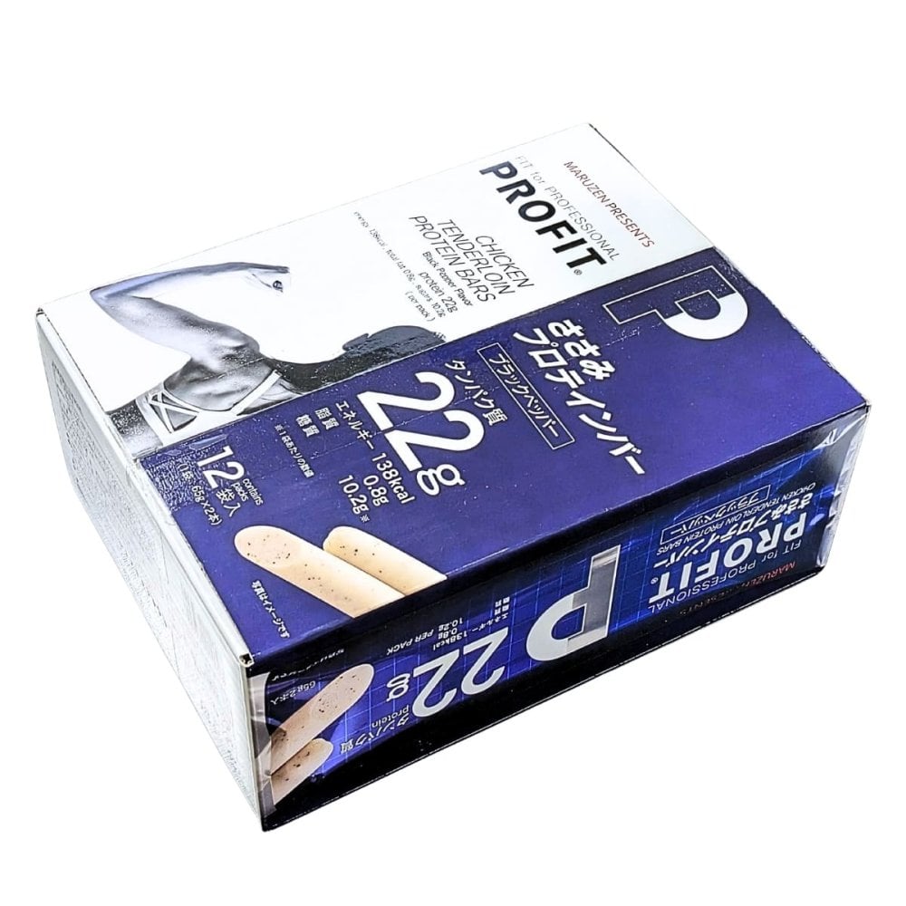 丸善　PROFIT　ささみプロテインバー　ブラックペッパー味　1560g(130g×12袋)　1袋に65g×2本入り　タンパク質22g　日本製　#67608　低カロリー　高タンパク　スポーツ　健康志向　おやつ　まとめ買い [賞味期限:202611.07迄]