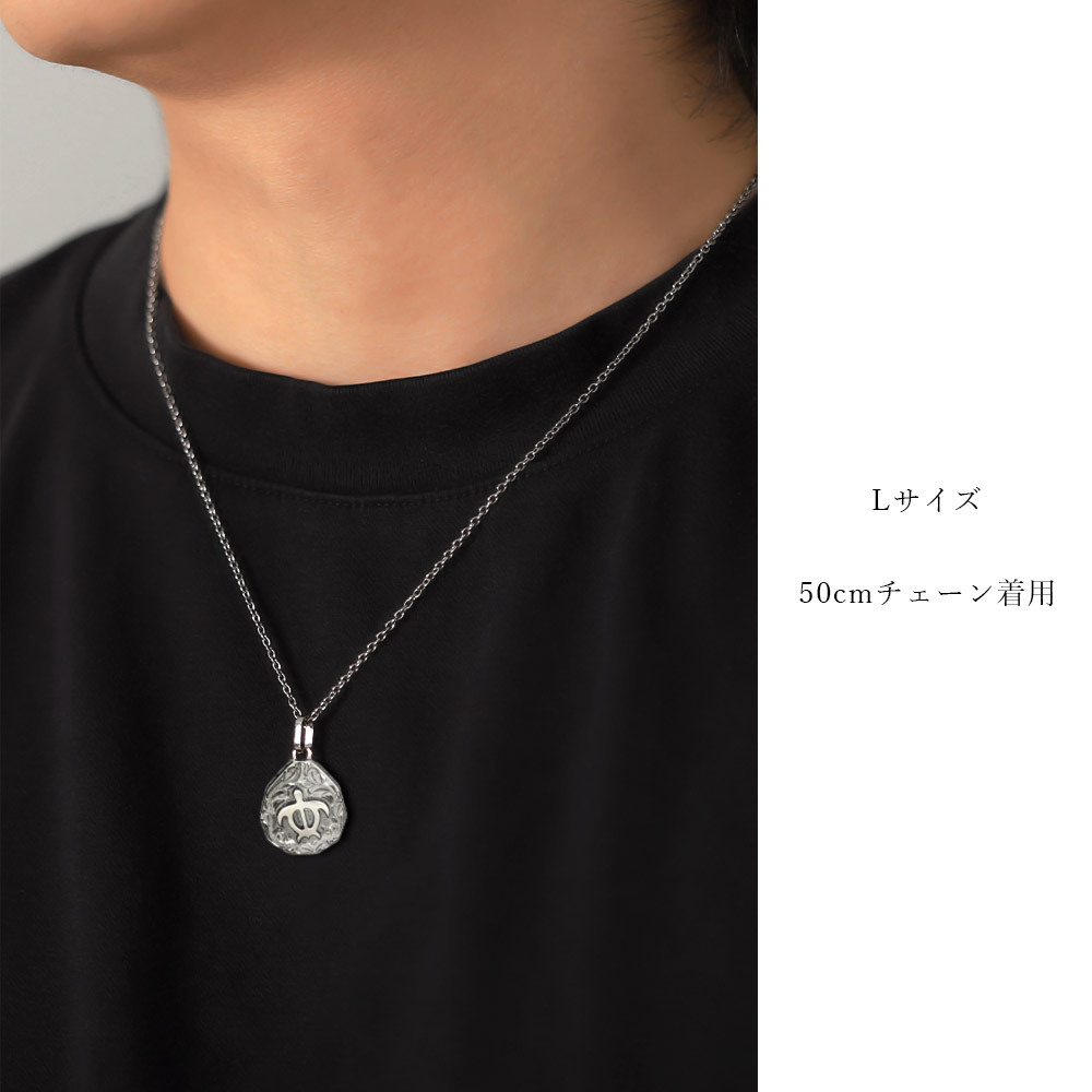 金属アレルギー対応 ネックレス ハワイアンジュエリー 純チタン ネックレス 刻印無料 誕生石 ホヌ ウミガメ ティアドロップ Lサイズ チェーン長さ選べる ステンレスより軽く肌に優しい メンズ レディース プレゼント 敬老の日 【品番：CG-TIP325L】