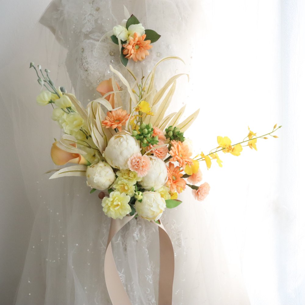 ピオニー クラッチブーケ アーティフィシャルフラワー ウェディングブーケ 造花 結婚式 前撮り インテリア 429