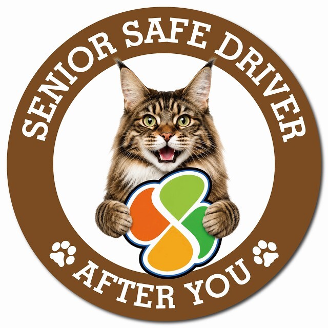 カーサイン 高齢者マーク SENIOR SAFE DRIVER メインクーン マグネット 強力 直径13cm 肉球 日本製 車 ステッカー