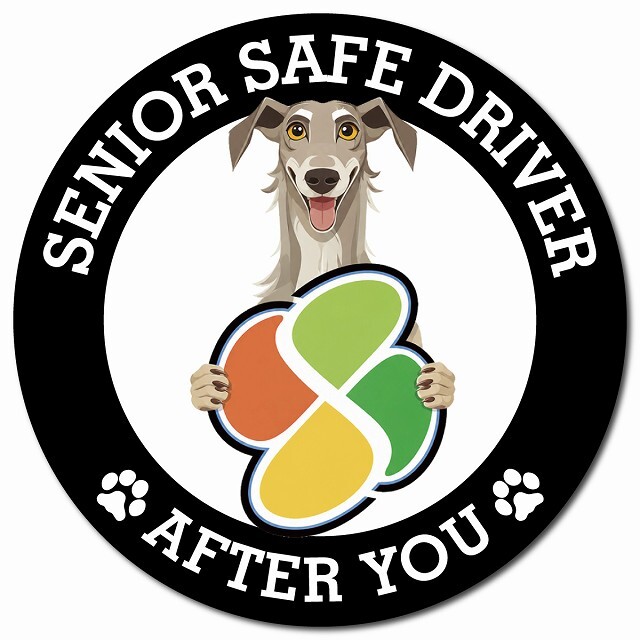 カーサイン 高齢者マーク SENIOR SAFE DRIVER ディアハウンド マグネット 強力 直径13cm 肉球 日本製 車 ステッカー