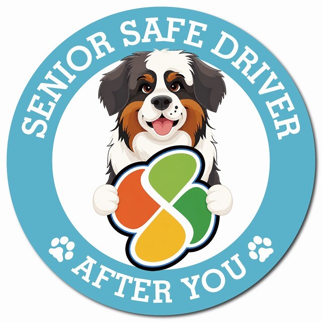 カーサイン 高齢者マーク SENIOR SAFE DRIVER セントバーナード マグネット 強力 直径13cm 肉球 日本製 車 ステッカー