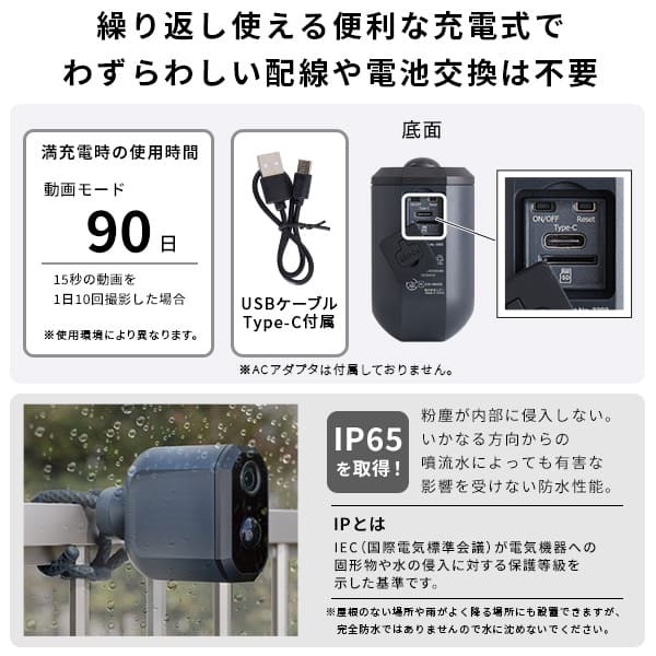 ペット家具 ペット用品 スマホと連動 充電式 防犯カメラ 監視カメラ 屋外 センサー式 見守りカメラ 室内 工事不要 ワイヤレス 家庭用 電源不要 アーム マグネット