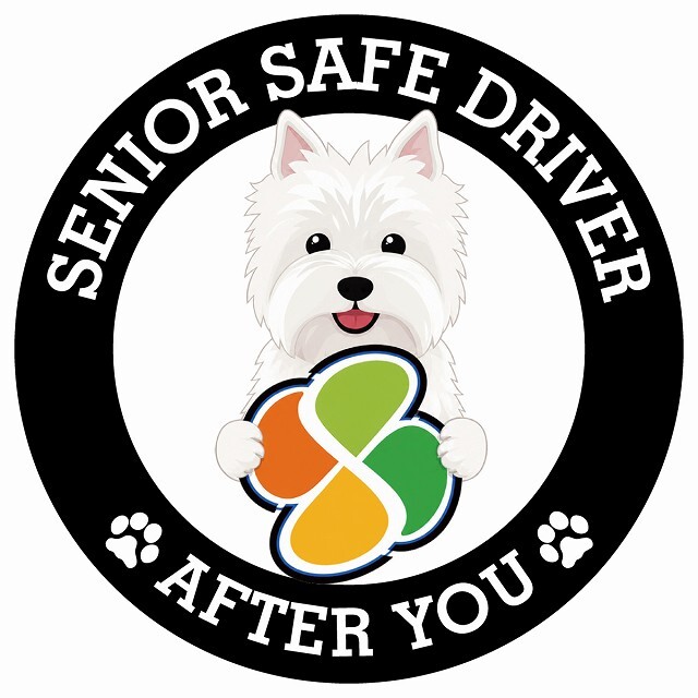 カーサイン 高齢者マーク SENIOR SAFE DRIVER ウエストハイランドホワイトテリア ステッカー シール 直径13cm 肉球 日本製 車
