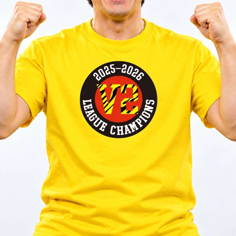 V2優勝記念 LEAGUE CHAMPIONS Tシャツ 2025-2026 カナリアイエロー/記念/応援/メンズ/レディース/半袖/サイズS～XL