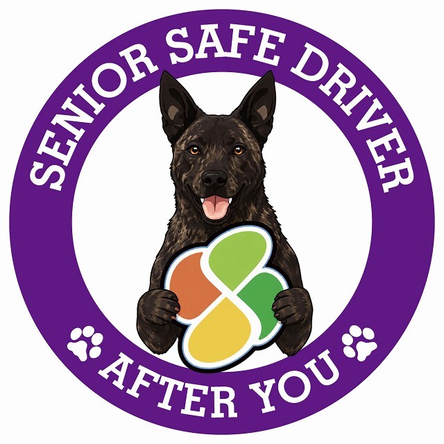 カーサイン 高齢者マーク SENIOR SAFE DRIVER 甲斐犬 ステッカー シール 直径13cm 肉球 日本製 車