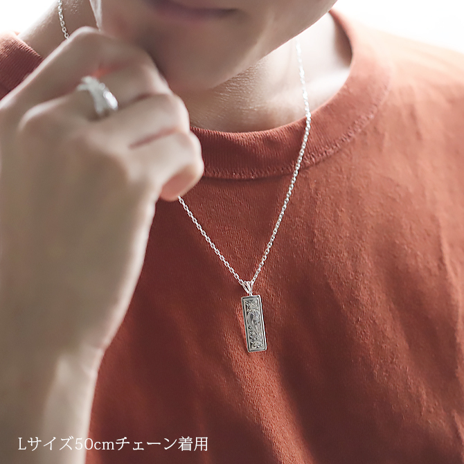 ハワイアンジュエリー シルバー ペアペンダントトップ 2個セット 刻印 無料 誕生石入れ可 スクエア プレート Lサイズ シルバー925 ネックレス チェーン別売 ペンダントヘッド カップル 夫婦 プレゼント ハロウィン 【品番：SP11002P】