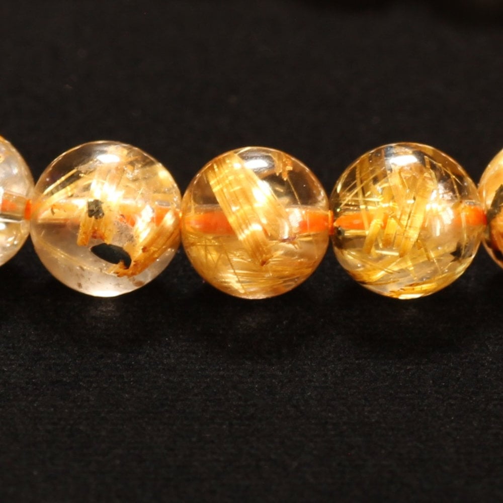 天然石ブレスレット【立体感とあふれる華やかさ】8mm ゴールドルチルクォーツ 艶感 一点物【GHB191】浄化発送 京海堂