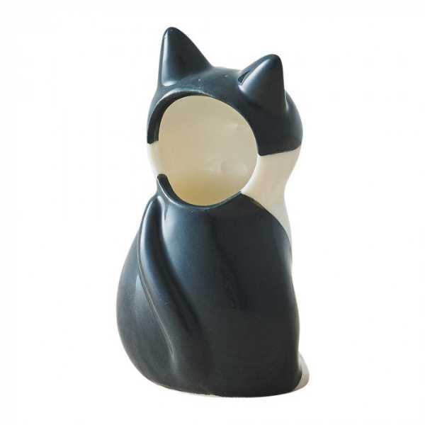 フラワーペンスタンド 仔猫 ハチワレ 磁器製 置物 インテリア 雑貨 小物入れ ペン立て 花瓶 卓上 デスク周り おしゃれ かわいい ギフト プレゼント 贈り物 誕生日 記念日 動物 癒し セトクラフト