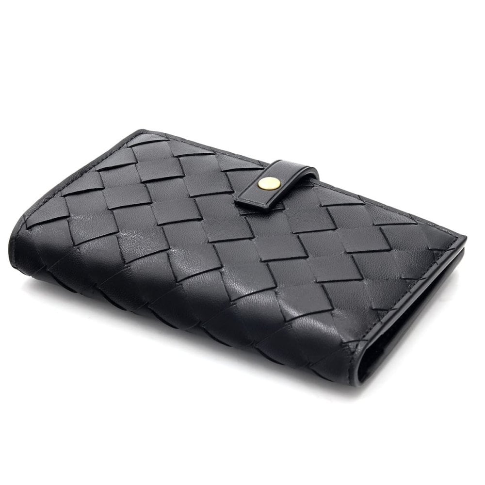 ボッテガヴェネタ BOTTEGA VENETA 二つ折り財布 イントレチャート メンズ レディース ブラック 黒 小銭入れ付き ファスナー小銭入れ カード入れ10個 ラムレザー 本革 609070 V3UH2 8425 縦長