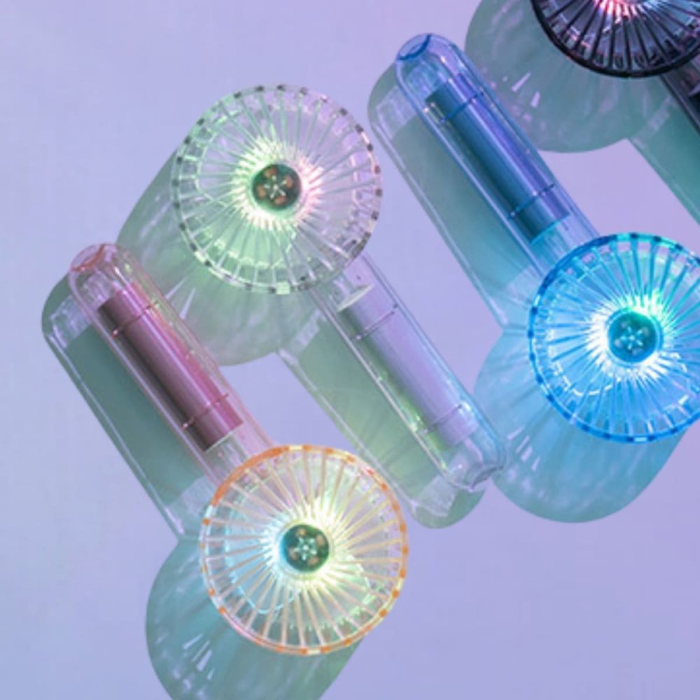 Life on Products クリアファン LEDライト付 アソートセット 4個入り HOE-M181風量調節:3段階 リズムモード有 残暑 便利グッズ 旅行先 暑さ対策 実用的 プレゼント