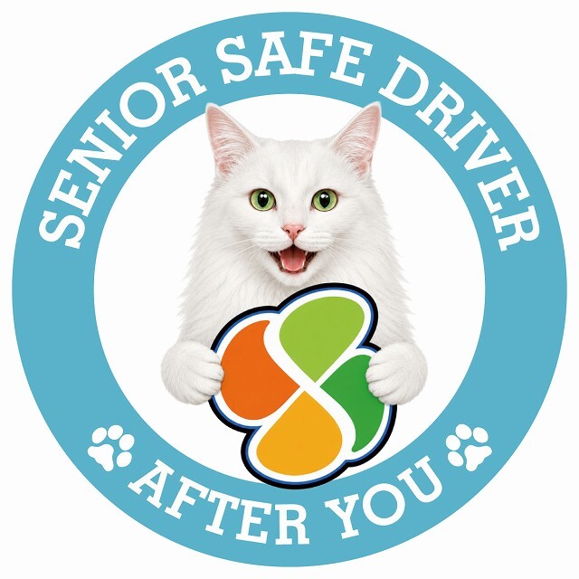 カーサイン 高齢者マーク SENIOR SAFE DRIVER ターキッシュアンゴラ ステッカー シール 直径13cm 肉球 日本製 車