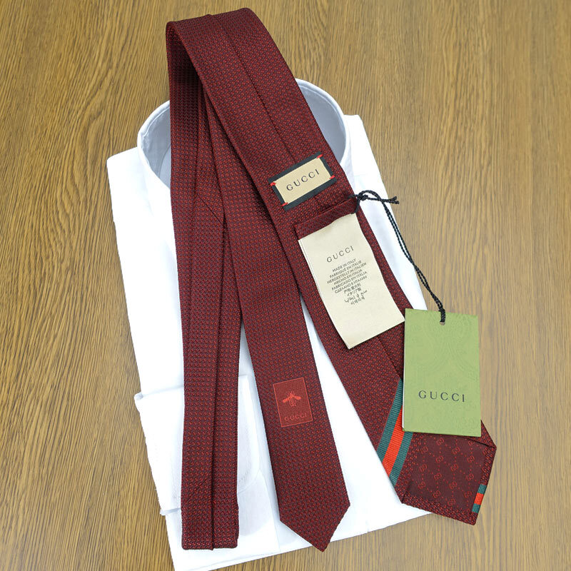 グッチ ネクタイ GUCCI ワインレッド (7cm) HENAN 456510-6266 GG13 【グッチネクタイ・ブランドネクタイ・ネクタイブランド・ブランドギフト・プレゼント・バースデー】【20代・30代・40代・50代・おしゃれ・セール】