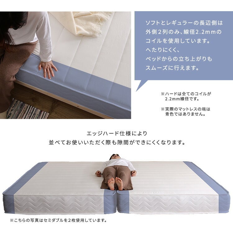 日本製ポケットコイルマットレス【nukkua-ヌックア-】(ショートセミシングル) 高品質 コンパクト 高反発 厚さ23cm 省スペース 抗菌 防ダニ 防臭 リバーシブル 敷きマット 寝具マット マットレス寝具 寝具用品 寝室用品 インテリア アクリル