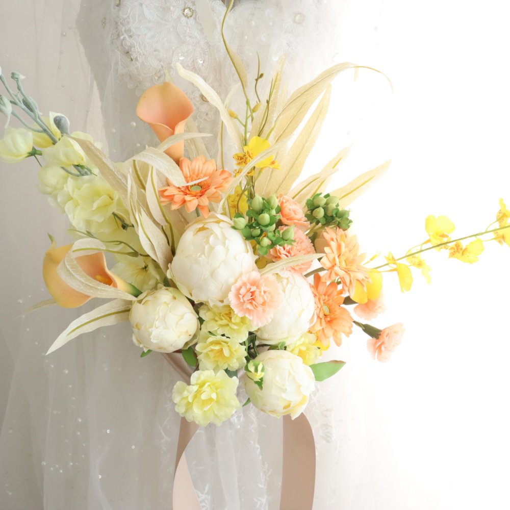 ピオニー クラッチブーケ アーティフィシャルフラワー ウェディングブーケ 造花 結婚式 前撮り インテリア 429