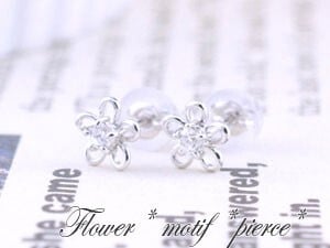 ピアス レディース 18金 ダイヤモンド フラワー ダイヤ 花 ピアス ホワイトゴールドk18 18k 0.07ct ダイヤピアス スタッドピアス クリスマス