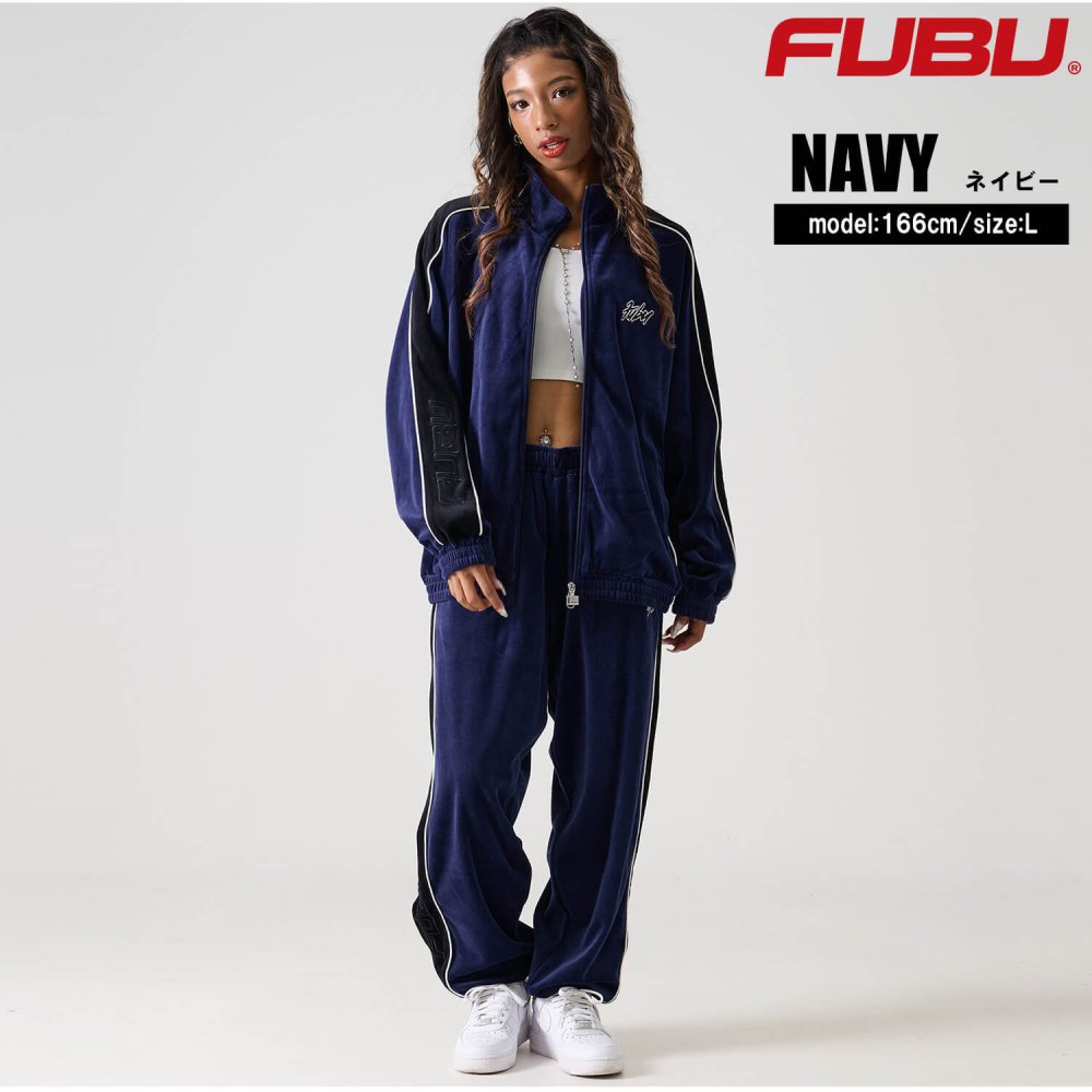 FUBU フブ ロングパンツ メンズ ベロアパンツ イージーパンツ トラックパンツ ルーズシルエット ウエストゴム ブランド 秋 冬 ロゴ 刺繍 大きいサイズ XL XXL オーバーサイズ アメカジ レディース ストリート系 黒 2025fw karlas