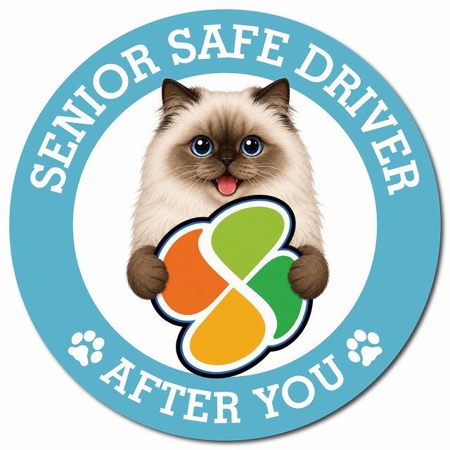 カーサイン 高齢者マーク SENIOR SAFE DRIVER ヒマラヤン マグネット 強力 直径13cm 肉球 日本製 車 ステッカー