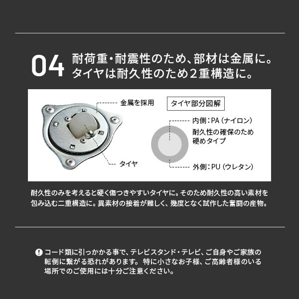 WALLインテリアテレビスタンド V2 CASTER ロータイプ 32~60v対応 テレビ台 テレビスタンド TVスタンド キャスター付き フラットベース 自立型 背面収納 コード隠し モダン おしゃれ スタイリッシュ 白 黒 木目 ホワイト ブラック