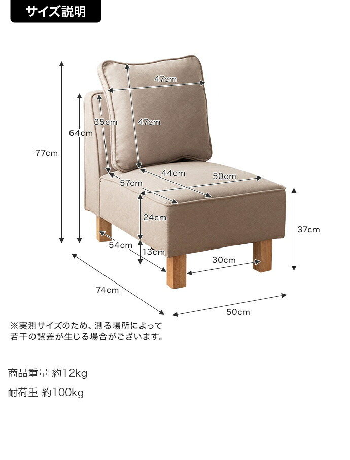 1人掛けソファ 1人掛け ロー フロア ユニット チェア 椅子 ファブリック 1P 一人用 単品 低め ひとりがけ 小さめ リビング ダイニング 一人暮らし 幅50 組み合わせ 左右対応 肘なし アームレス 一人掛けソファ 1Pソファ パーソナルソファ
