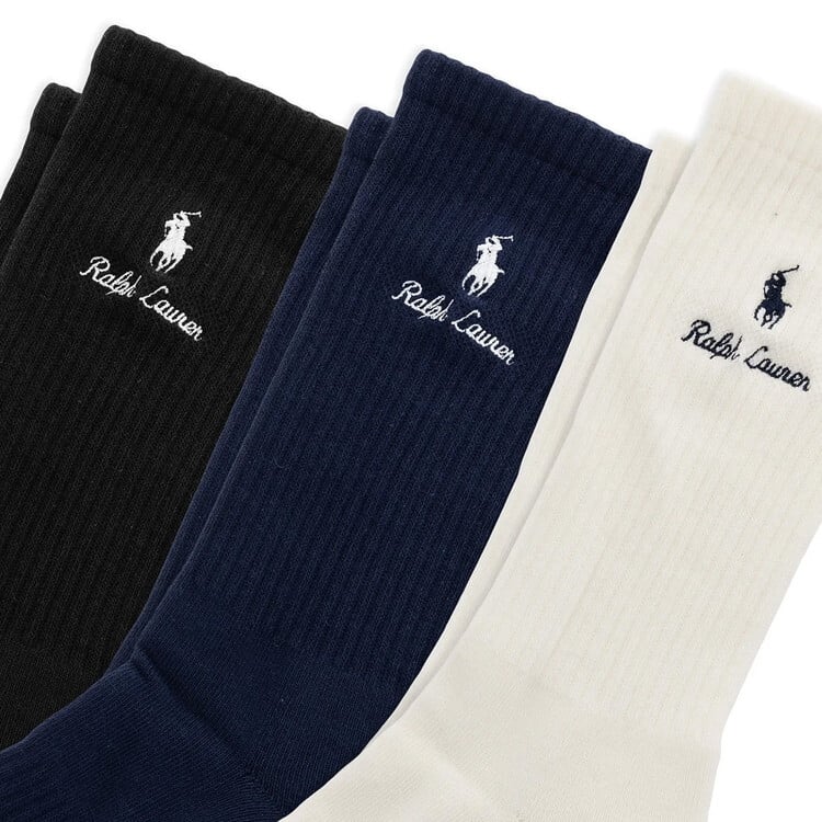 ポロラルフローレン：DOUBLE LOGO ソックス 3PK (クリーム)[ソックス/ 男性下着/ メンズインナー/人気ブランド/おすすめギフト/誕生日プレゼント/メンズファッション]