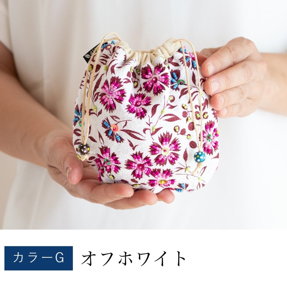 開運 ビーズ 鮮やか 巾着袋 (221M) コットン レディース 母 プレゼント 母の日 敬老の日 おばあちゃん お母さん 誕生日プレゼント 祖母 バースデー 誕生日 ギフト 母親 贈り物 ポーチ 巾着 化粧ポーチ 携帯 和 小物 雑貨 妻 藍染 藍染め メール便送料無料