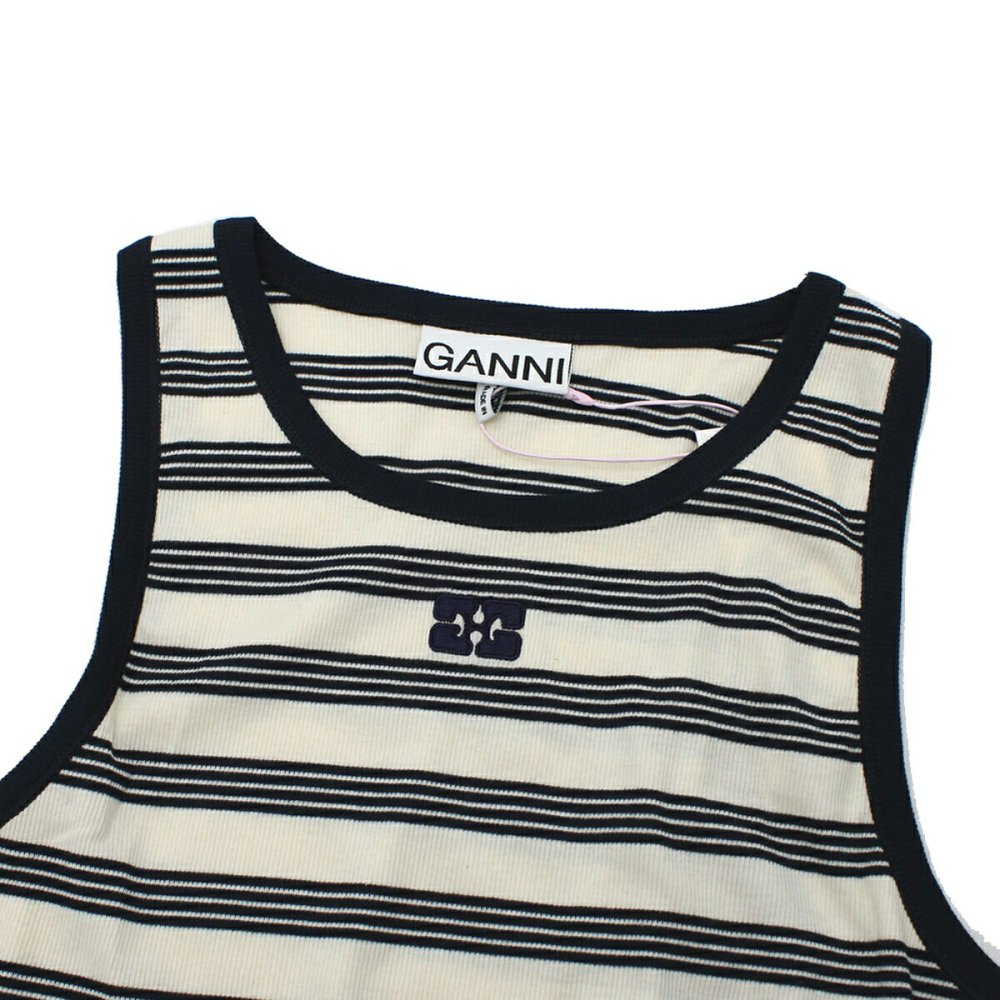 ガニー GANNI トップス タンクトップ ボーダー T4144-683 ウィメンズ レディース Sky Captain ホワイト+ブラック 海外正規品