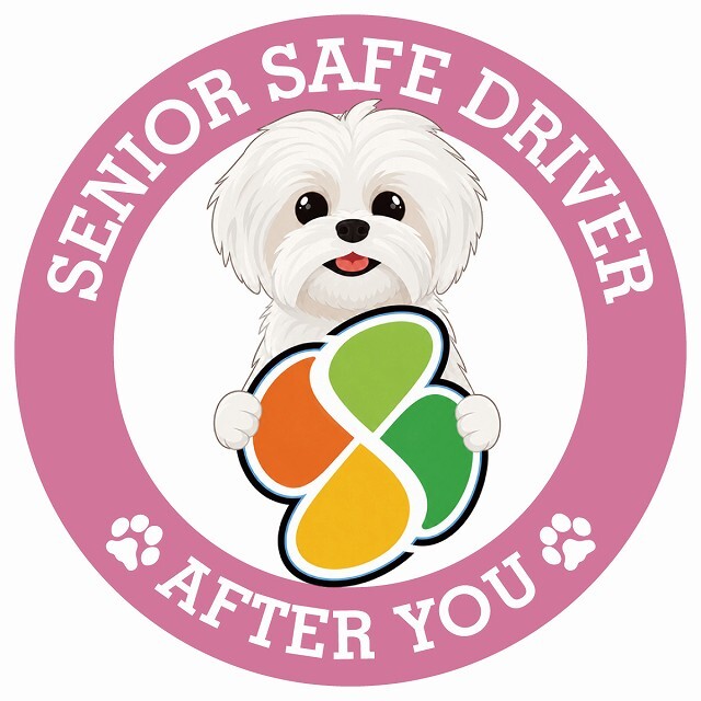 カーサイン 高齢者マーク SENIOR SAFE DRIVER マルシーズー ステッカー シール 直径13cm 肉球 日本製 車