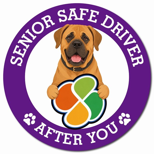 カーサイン 高齢者マーク SENIOR SAFE DRIVER 土佐犬 マグネット 強力 直径13cm 肉球 日本製 車 ステッカー