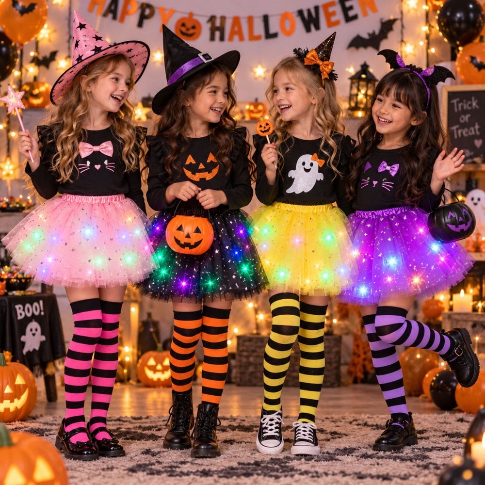 【再入荷＋新色追加】 光る★ LEDライト付き チュールスカート KIDS キッズ ハロウィン お祭り 夏 夏祭り 花火大会 迷子防止 衣装 仮装 コスプレ スカート チュチュ パニエ 子供 女の子 パーティー クリスマス ドレスアップ イベント 発表会 ダンス dance お揃い Halloween プレゼント ギフト