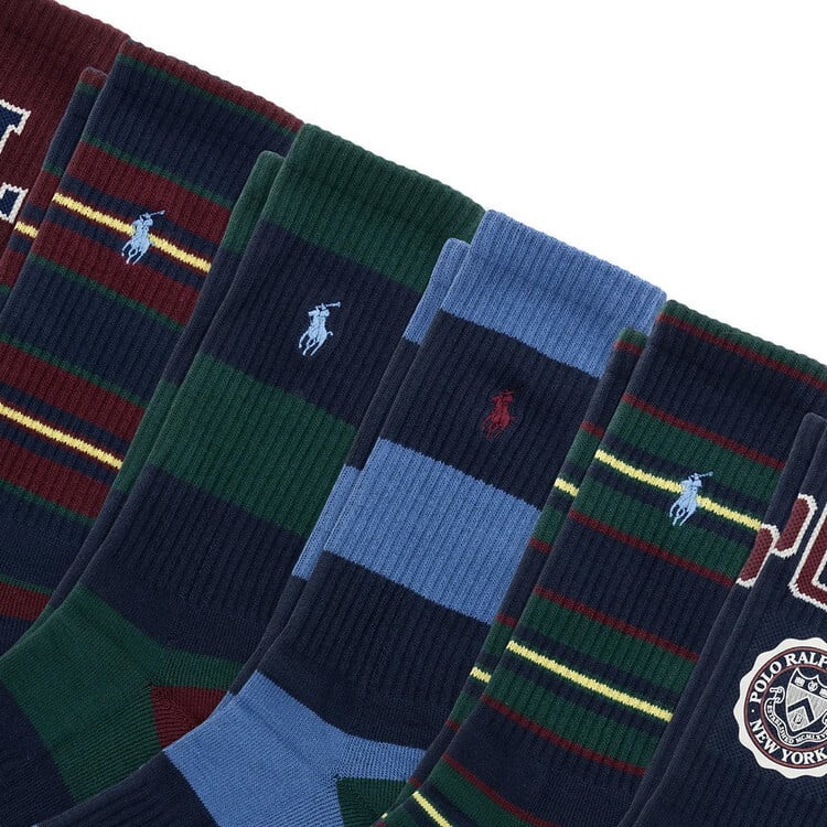 ポロラルフローレン：POLO CREST ソックス 6PK (ネオビーアソート)[ソックス/ 男性下着/ メンズインナー/人気ブランド/おすすめギフト/誕生日プレゼント/メンズファッション]
