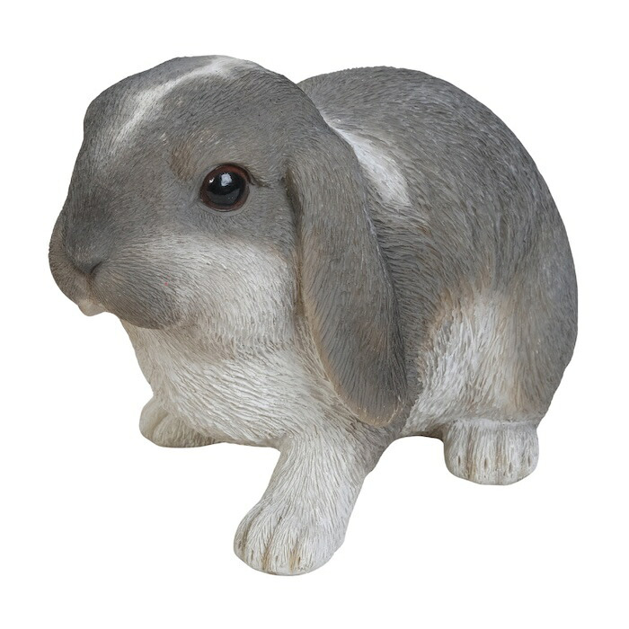 置物 うさぎ ホーランドロップイヤー 白グレー 幅22.2cm woobia ウービア リアル かわいい おしゃれ 玄関 インテリア オブジェ ガーデン ロップイヤー たれ耳 動物 アニマル 癒し 棚 北欧 プレゼント ギフト 卯年 うさぎ好き