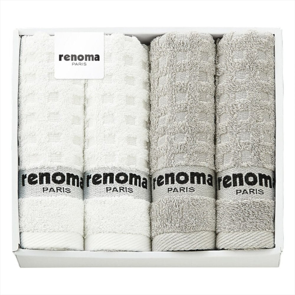renoma フェイスタオル ギフト 4枚入 タオル 綿100％ 日用品 洗面用品 タオルセット