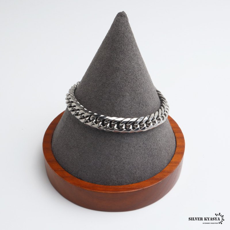 ステンレス ダブル喜平ブレスレット チェーンブレスレット メンズブレスレット 6面カット 幅8mm 18cm 21cm 中折れ式 定番 人気 存在感 男性 金属アレルギー対応