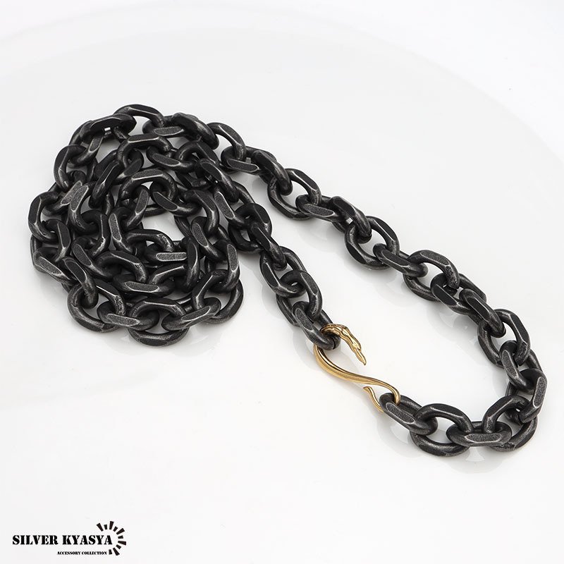 太角チェーン 幅11mm シルバー ゴールド イーグルフック チェーンネックレス フェザーネックレス チェーン 燻 太角チェーンセット 太め 太幅 極太 全てステンレス素材！