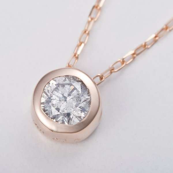 ダイヤモンド ネックレス K18PG 0.1ct フクリン ペンダント 18金 ピンクゴールド 一粒ダイヤ シンプル 華奢 レディース アクセサリー ジュエリー プレゼント ギフト 贈り物