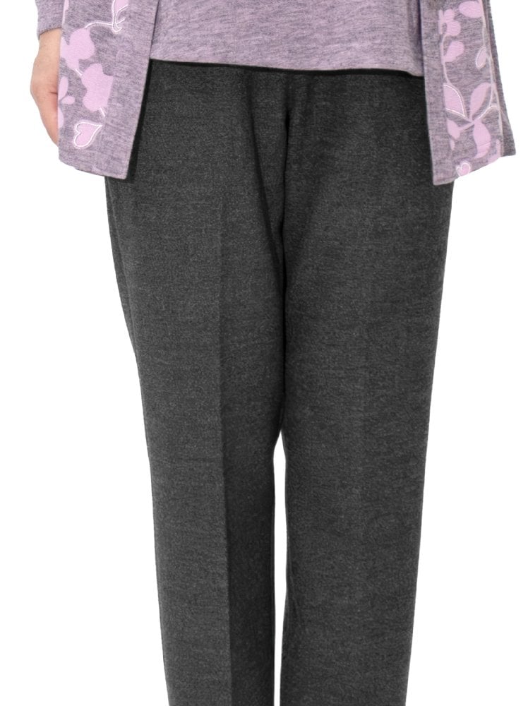 【日本製】両面起毛 ふんわり楽らくパンツ 股下55cm S～5L シニアファッション レディース 70代 80代 60代 秋冬 暖か パンツ ウエストゴム  BBワッフルゴム 柔らか 裏起毛 センタープレス 丈直し不要 小柄 深ばき 前かがみ 【9622】