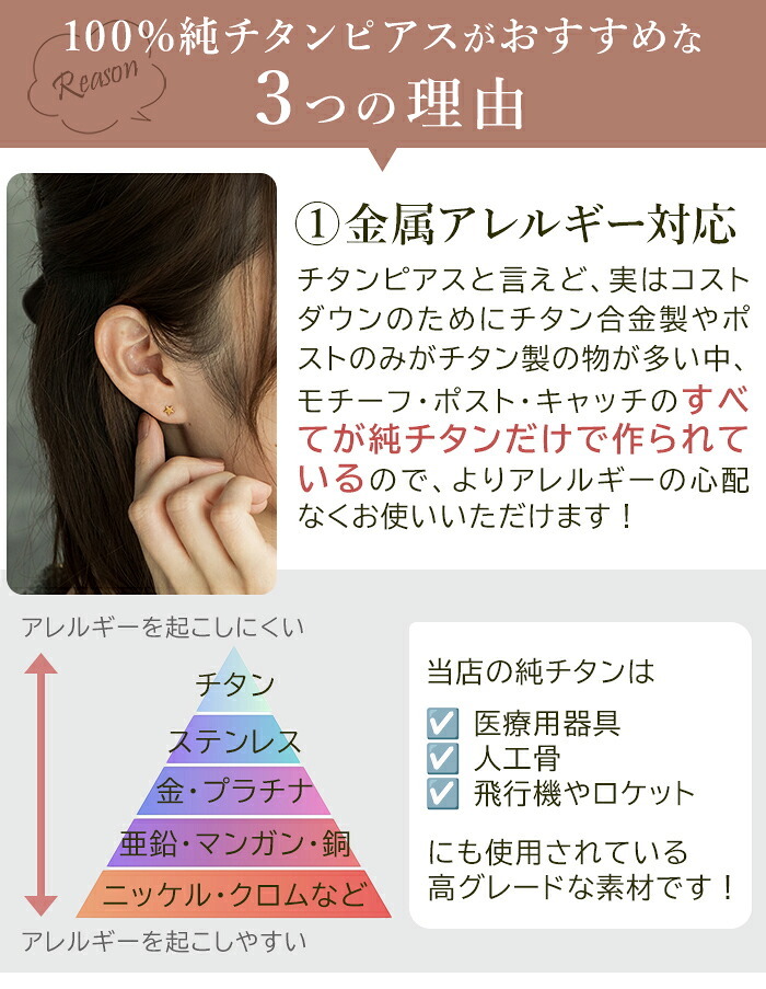 セカンドピアス 純チタン 軸太0.75mm 長さ10mm つけっぱなし 100％純チタン ピアス 星 金属アレルギー対応 返金保証 医療用 片耳 1個 耳たぶ
