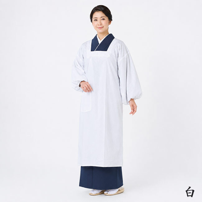割烹着 日本製 カラー かわいい おしゃれ PO-111 無地 シンプル かっぽう着 日清紡 三ツ桃カラーブロード使用 エプロン スモック 和服 着物 きもの 水屋 礼装 保育士 母の日 白黒ピンク