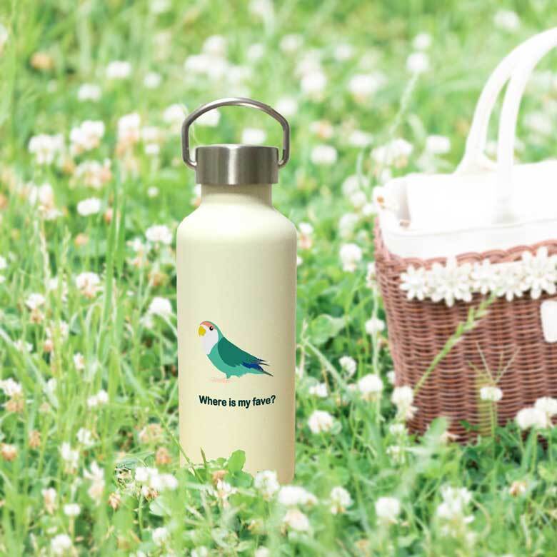コザクラインコ かわいい 取っ手付きマグボトル おしゃれ 290ml 保温 保冷 ステンレス マグボトル 取っ手付き 真空 断熱 二重構造 ボトル タンブラー 水筒 マイボトル オリジナル インコ オウム 鳥 ペット 動物 アニマル