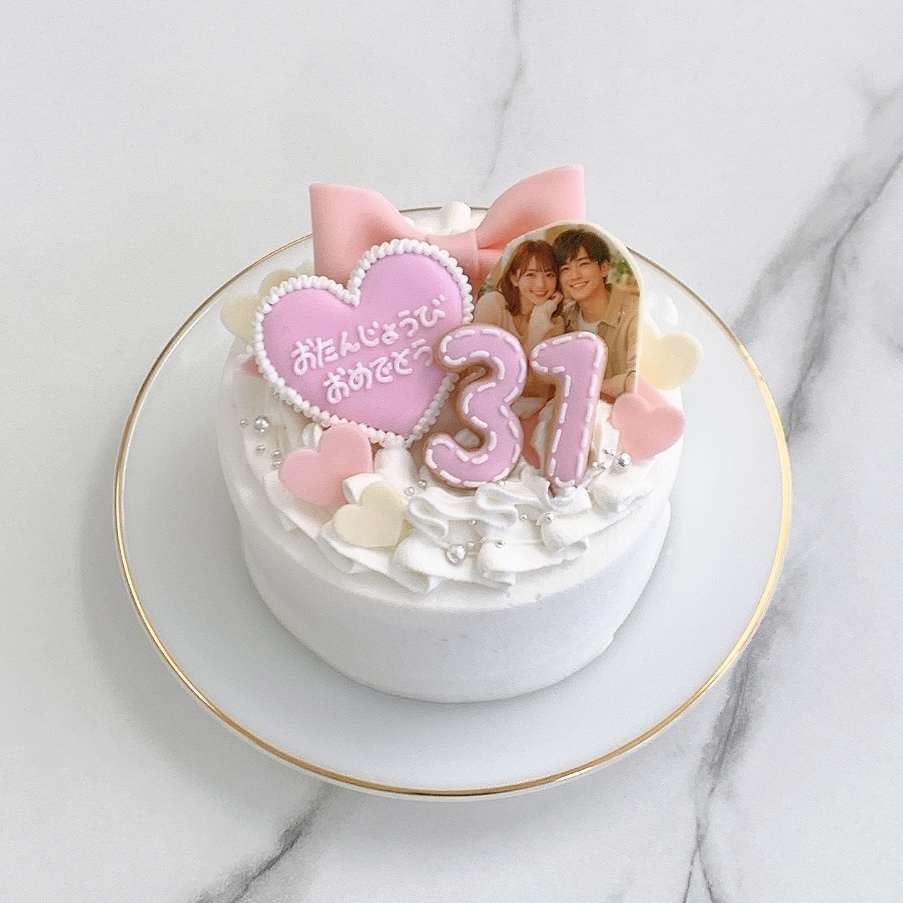 【選べる9色】 フリルセミオーダーケーキ【お好きな写真で】【記念日に】【アイシングクッキー】4号5号6号 