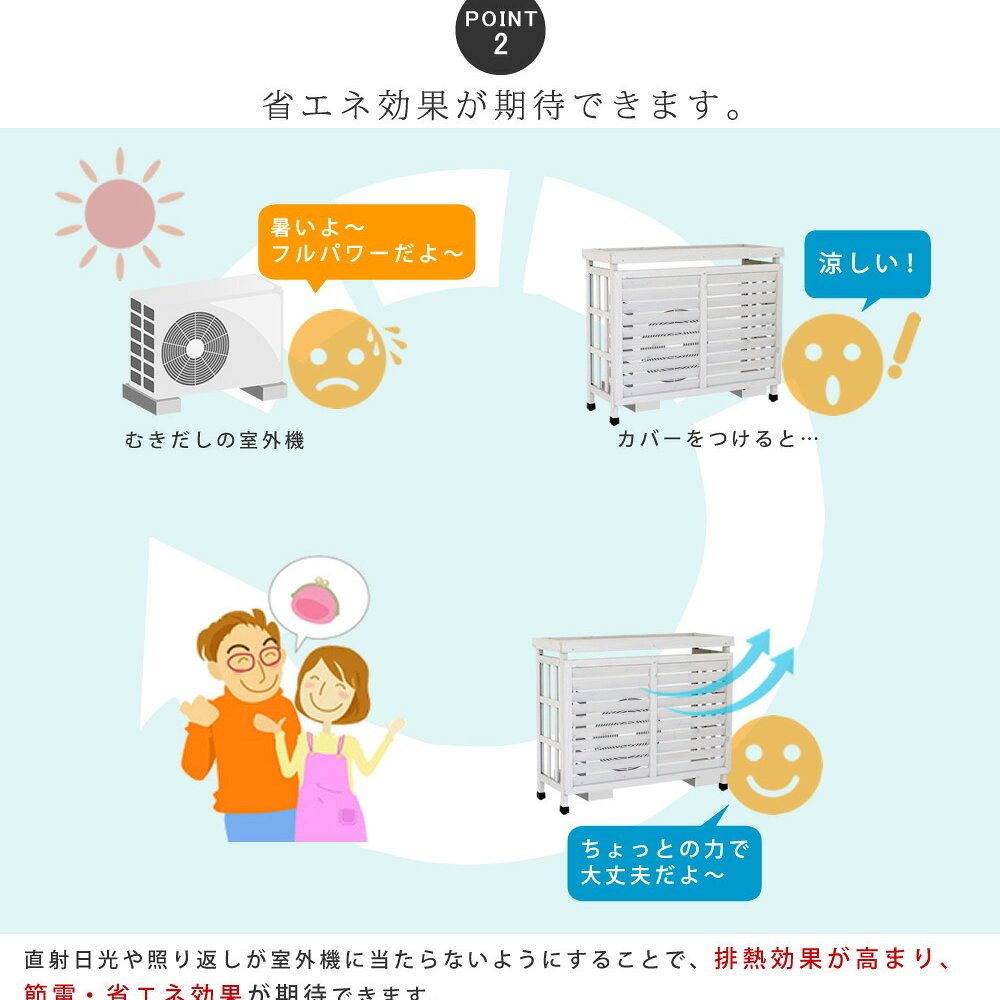 逆ルーバー室外機カバー ブラウンダークブラウンホワイトグレー エアコンカバー 簡単組立 日よけ 省エネ 排熱 節電 節約 棚 枠 屋外 ガーデニング 目隠し 木製 天然木 園芸 庭 ベランダ バルコニー 白 おしゃれ