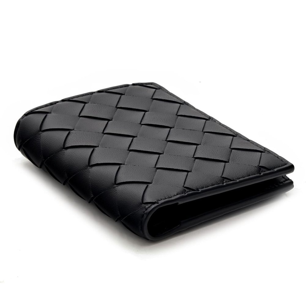 ボッテガヴェネタ BOTTEGA VENETA 二つ折り財布 レディース メンズ イントレチャート 本革 レザー ブラック 黒 ミニ財布 小銭入れ付き ファスナー コインケース 742330 V3UH2 8425
