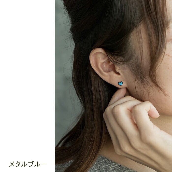 セカンドピアス 純チタン 軸太0.75mm 長さ10mm つけっぱなし 100％純チタン ピアス ハート 金属アレルギー対応 返金保証 医療用 片耳 1個 耳たぶ