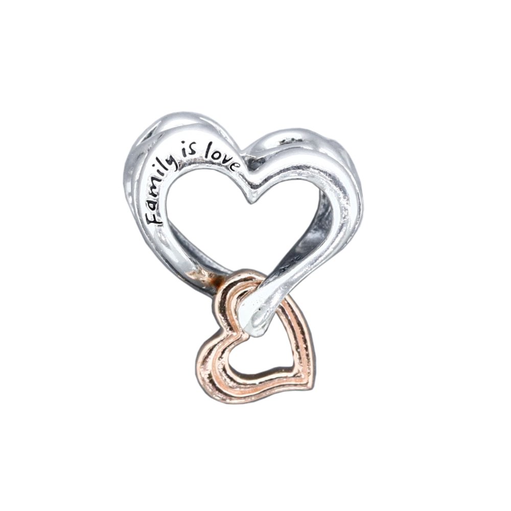 ボックス・ショッパー付 PANDORA(パンドラ) ★ Two-tone Openwork Infinity Heart Charm ★ ツートーン オープンワーク インフィニティ ハート チャーム ★ ブレスレット カスタマイズ アクセサリー シンプル 日常使い 誕生日 記念日 母の日 プレゼント ギフト｜チャーム 単品