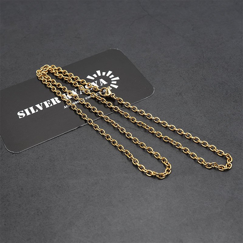 ステンレス あずきチェーンネックレス ゴールド 金 18K GP 重量感 ゴールドネックレス 太め 細め 幅9タイプ 切れにくい 錆びにくい 金属アレルギー対応