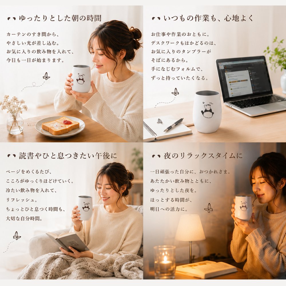 パンダ タンブラー ギフト 女性 プレゼント パンダグッズ 保温 保冷 おしゃれ かわいい 癒し 動物 雑貨 ギフト 誕生日 プレゼント SLOW TIME ステンレスタンブラー