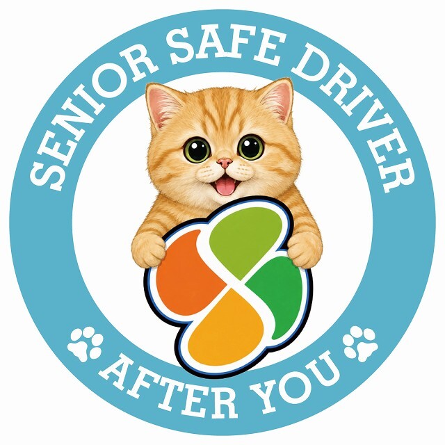 カーサイン 高齢者マーク SENIOR SAFE DRIVER マンチカン ステッカー シール 直径13cm 肉球 日本製 車