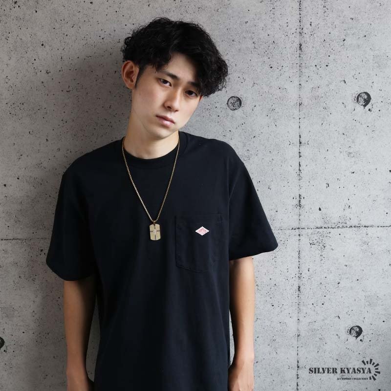 ステンレス ドッグタグネックレス ゴールド クロス メンズ ペンダント 十字架 ストーン プレート タグネックレス 男性用 アクセサリー 金色 バイカラー 格子柄 重厚感 存在感 カジュアル ストリート ヒップホップ 装飾
